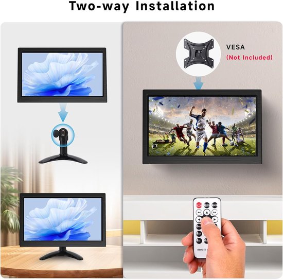 Draagbare Monitor - HD LCD Scherm - Extra Beeldscherm - Full HD 1080p - 11.6 Inch - Donkergrijs — afbeelding 3