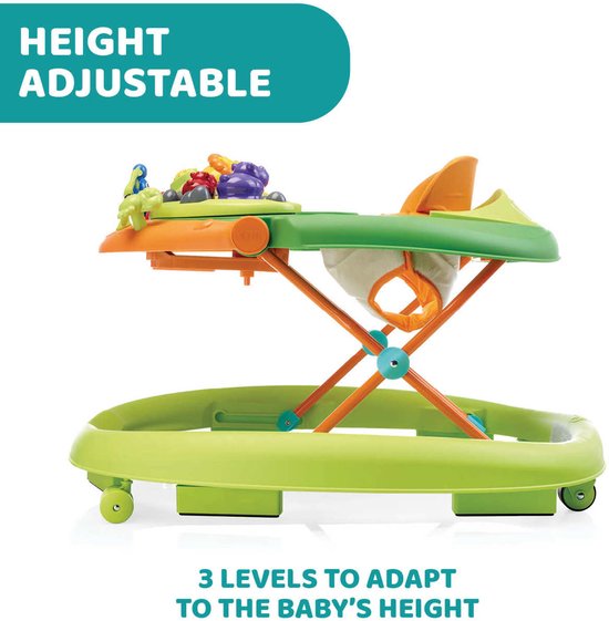 Chicco Walky Talky Loopstoeltje - Baby Walker met 3D-Speelboog & Elektronisch Speelbord - In Hoogte Verstelbaar (3 Standen) - Compact Opvouwbaar - Veilig met 6 Stoppers - Groen (6-12M) — afbeelding 4