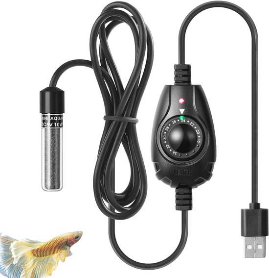 SnelShoppen - Mini Aquariumverwarming 10W met Externe Temperatuurregelaar - Dompelbare Verwarmingsstaaf voor 1-10L Nano-Aquarium, Betta Visschalen en