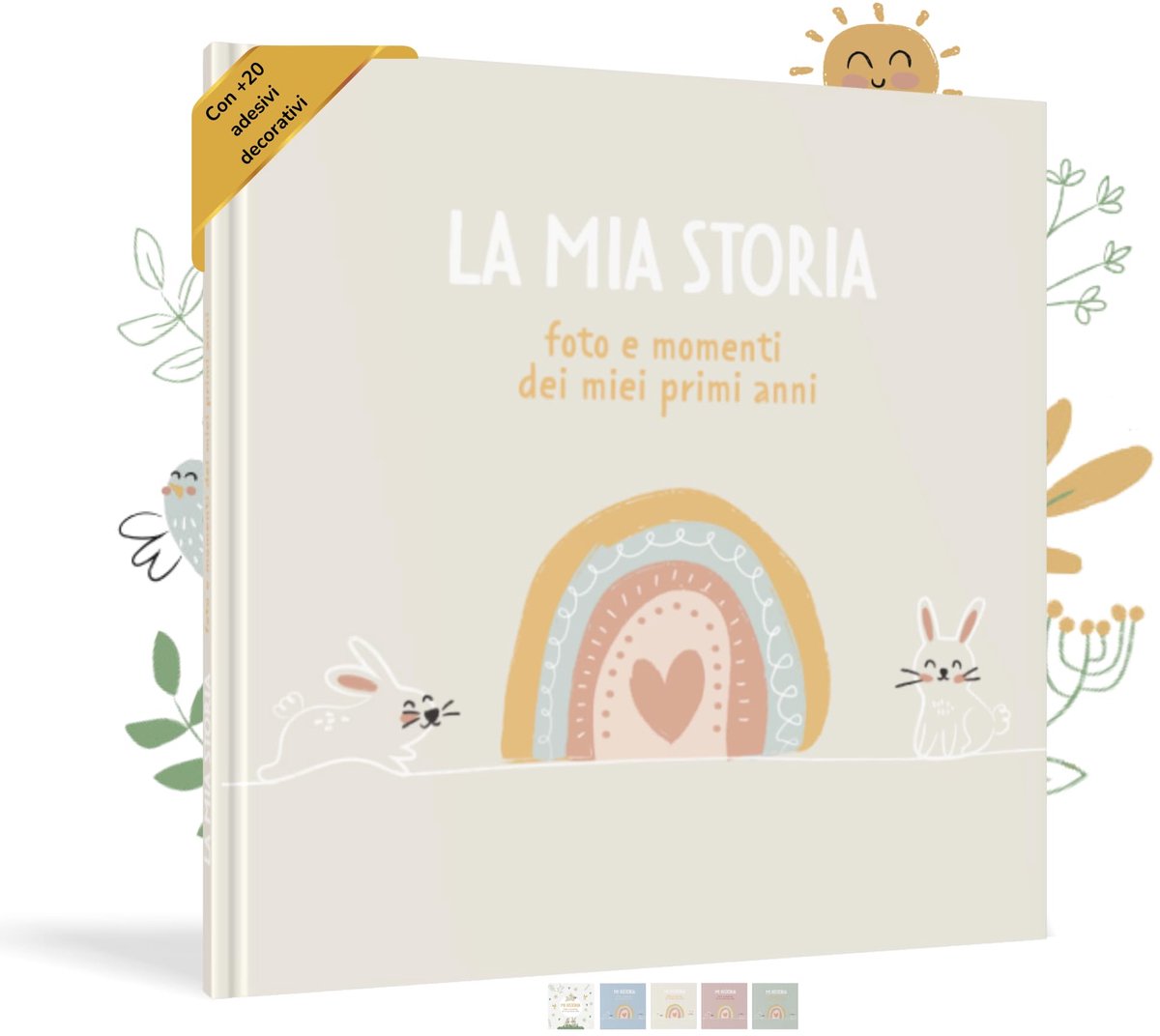 SnelShoppen - Babyalbum voor het eerste jaar tot 5, fotoalbum voor kinderen met 50+ pagina's, inplakken van foto's en beschrijvingen, inclusief sticke