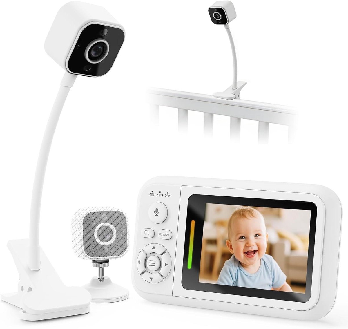 Babyfoon met camera - Cameramonitor - Baby in de gaten houden - Zonder wifi verbinding - 1080p HD - Wit