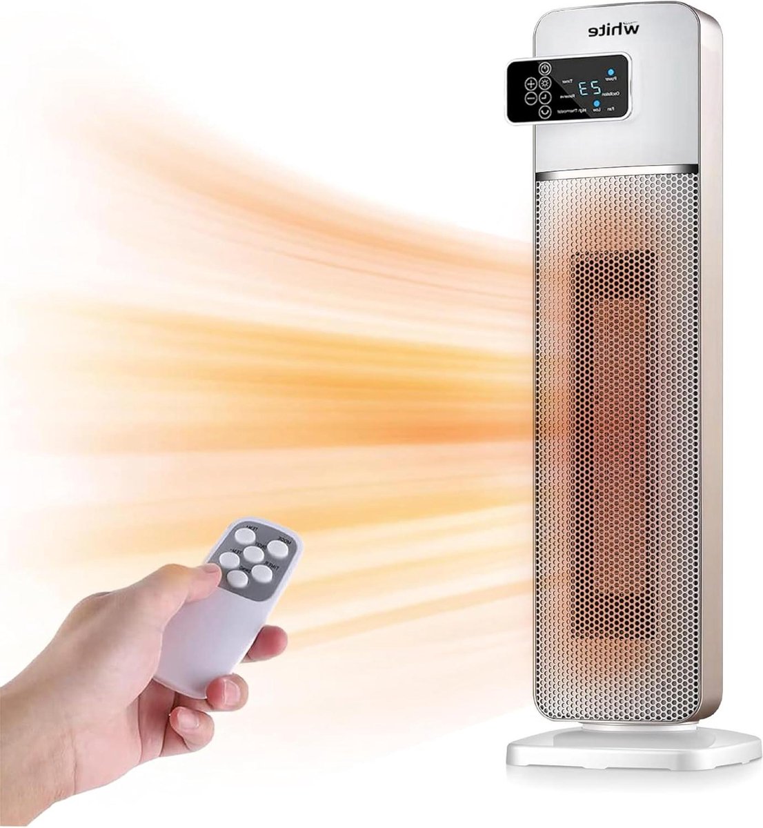 Elektrische verwarming Ventilatorkachel keramisch Ruimte verwarmen Met afstandsbediening 2000 Watt Wit