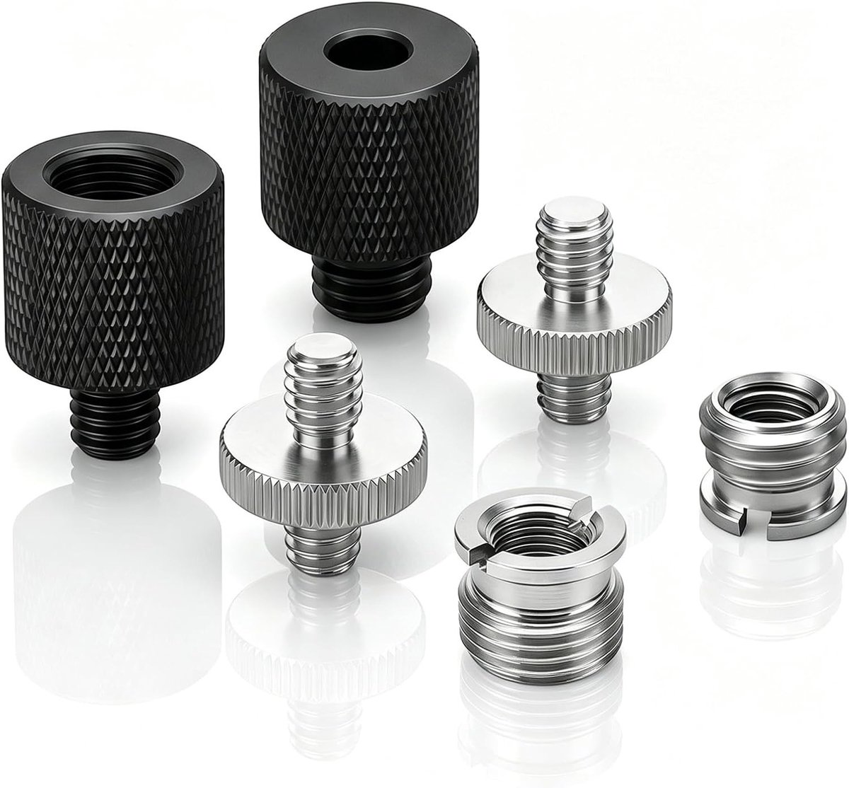 6 stuks veelzijdige schroefadapters voor camerastatieven, microfoonstatieven en lampstatieven 1/4 naar 3/8 inch schroefdraad