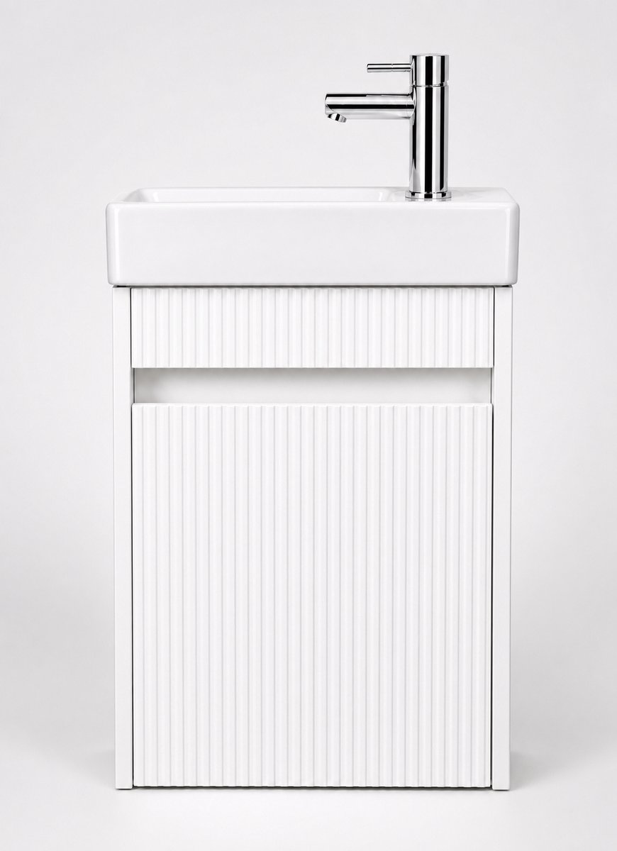 H&F Toiletmeubel Hoogglans wit (chrome, chrome) 40 x 22,5 x 63 cm – Strakke Design | Soft-close, Vochtbestendig Multiplex