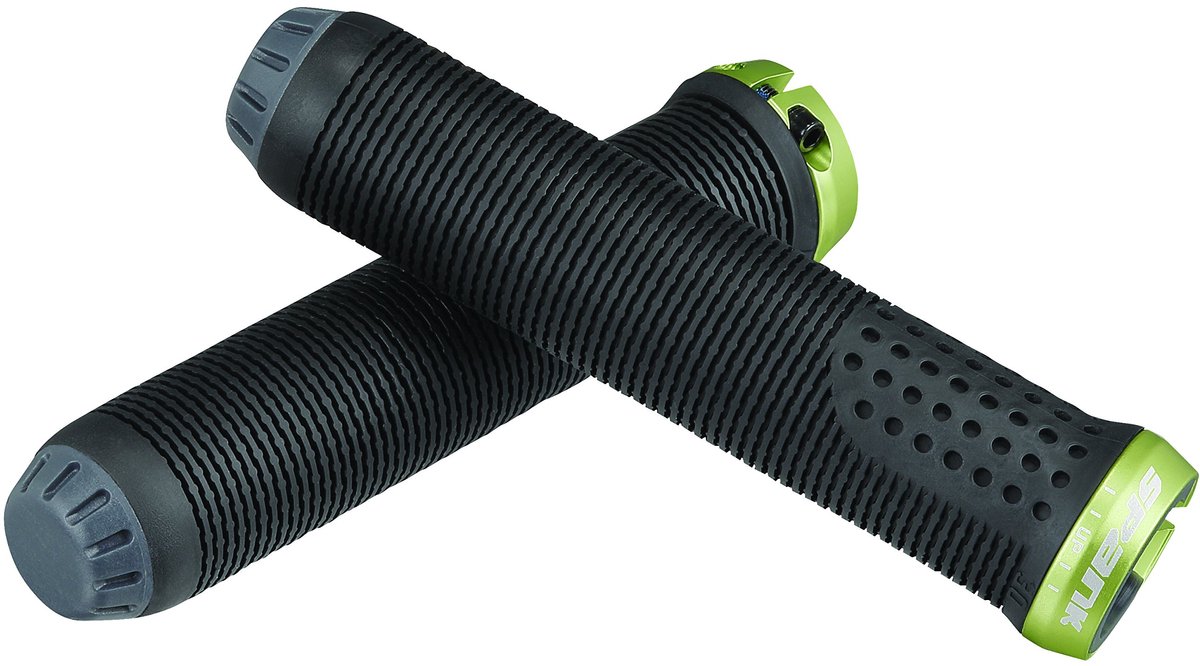 SnelShoppen - Spank Grips Spike 33 MTB Grepen Unisex Volwassenen, Zwart/Groen, Ergonomisch, Antislip, Voor Mountainbike, Fietsen, Sport, Outdoor