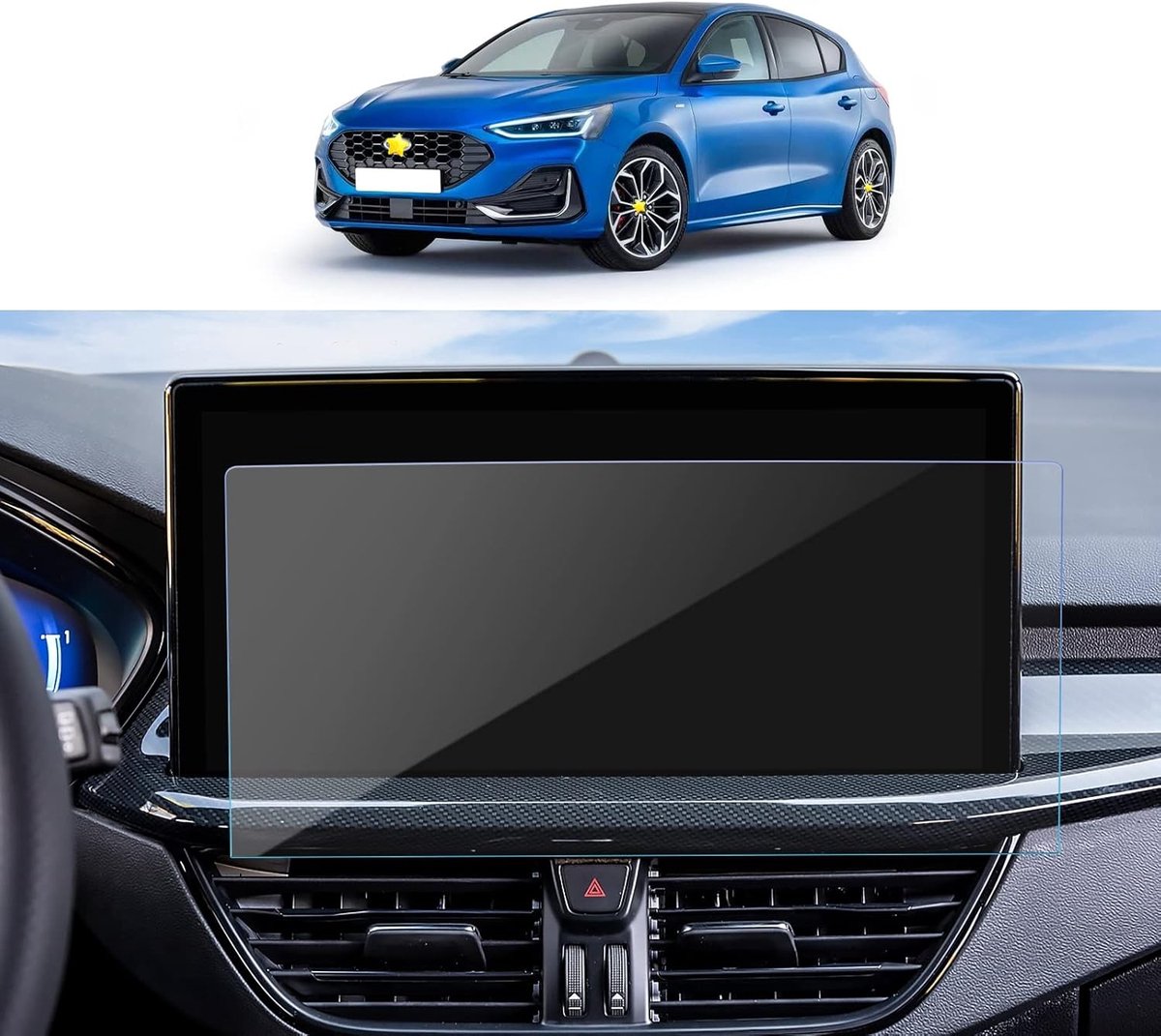 Screen Protector voor Ford Focus MK4 2022 2023 - Tempered Glass, Krasbestendig en Vingerafdrukbestendig (13.2 Inch)