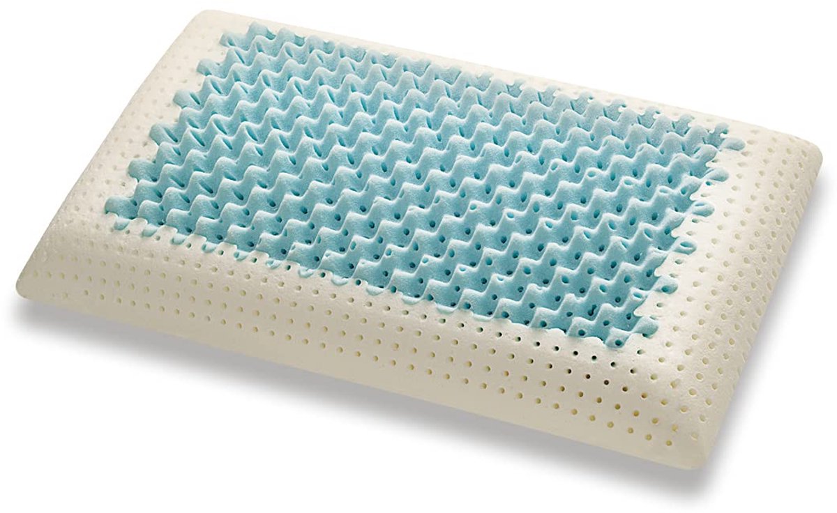 SnelShoppen - Hoofdkussen Memory Foam met Massage-effect, Ademend Traagschuim, 100% Katoenen Overtrek, Blauw Inzetstuk, Medisch Product voor Optimale