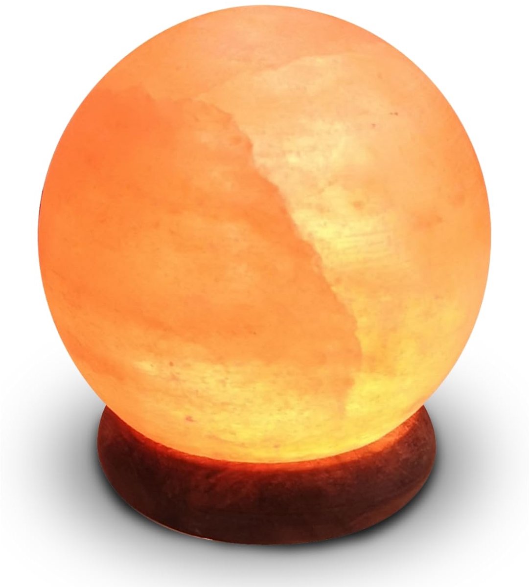 SnelShoppen - Natuurlijke Himalaya-zoutkristallen bal USB-lamp met handgesneden houten sokkel, 500 g, Zen'Light Orange beige voor sfeervolle verlichti