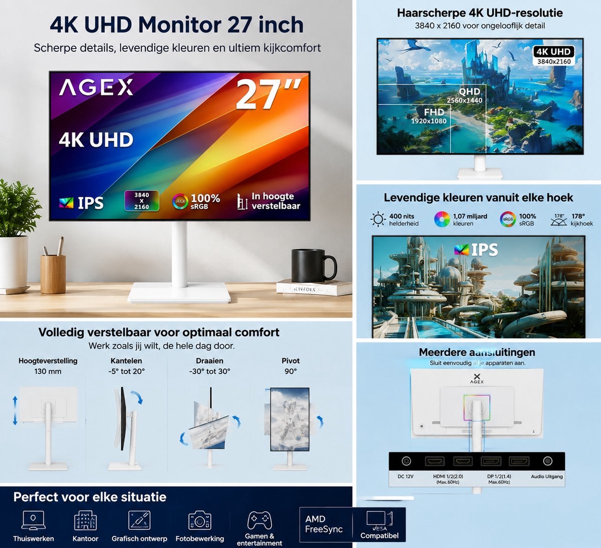 X AGEX 27 inch 4K UHD Monitor - IPS thumbnail 2
