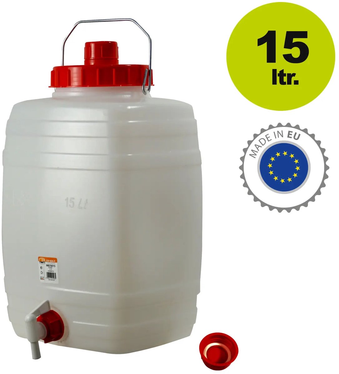 Kunststof drankvat / drinkvat rechthoekig 15l (Gistingsvat)