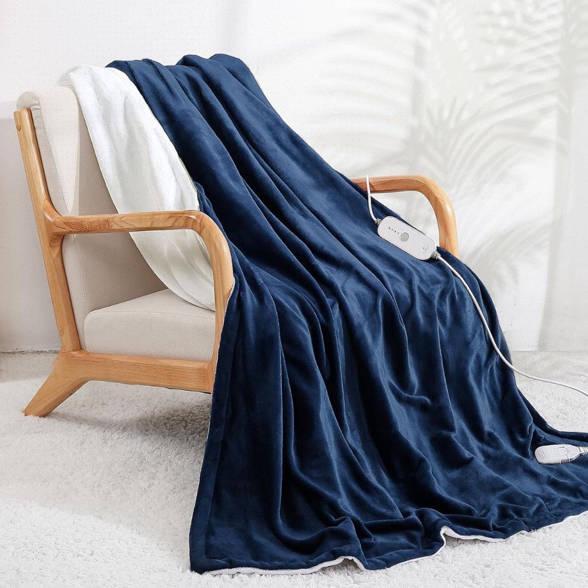 SP® Elektrische Deken - Gezellige Verwarmingsdeken - Elektrisch Verwarmd - Blauw - 180cm x 130cm x 1cm