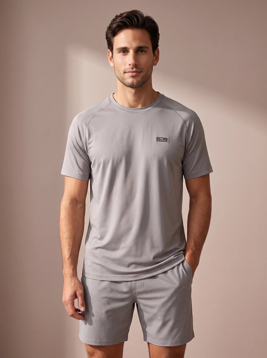 Sjeng Sports NYDER - Maat: S Sterling - Tennis Shirt Mannen - Sportshirt - 87% polyester, 13% elastaan, single jersey