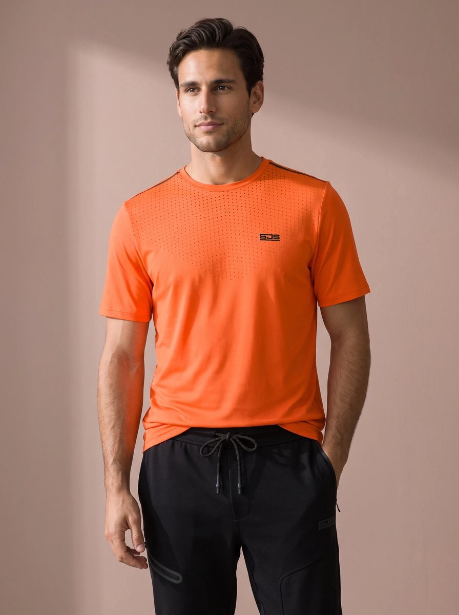 Sjeng Sports NAVARRO - Maat: XL Orange Clown Fish - Tennis Shirt Mannen - Sportshirt - 87% polyester, 13% elastaan, single jersey