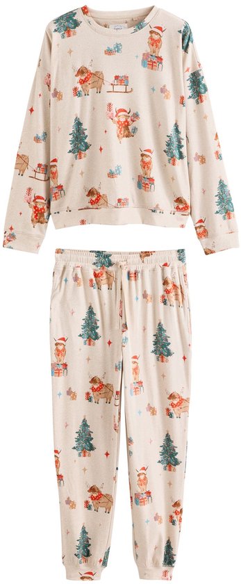 Next - Dames - Matching Family kerstpyjama met lange mouwen - Crème