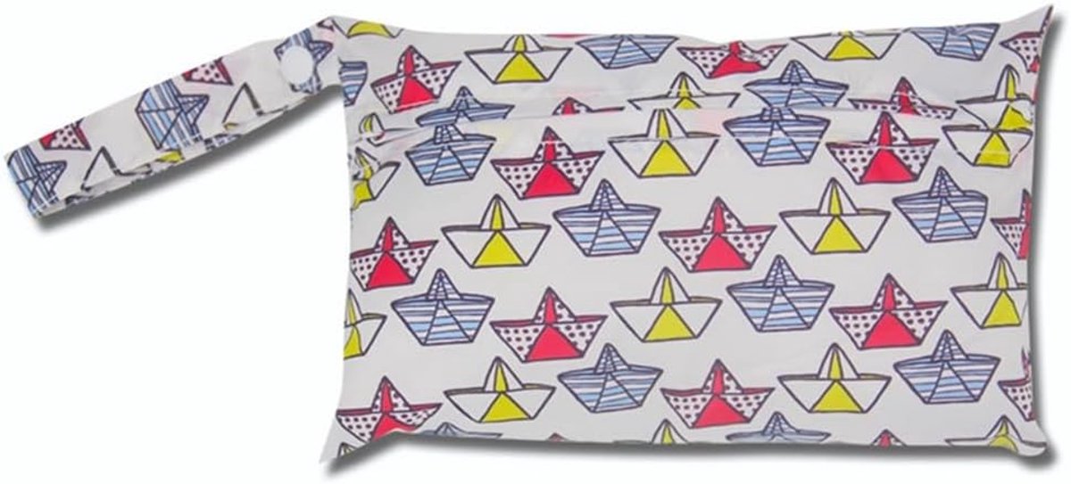 Kleine Waterdichte Luiertas met Kleurrijk Dierenpatroon, Ideaal voor Baby's, Zwemmen en Reizen, 22 x 15 cm, Organiser voor Nat Textiel en Luiers