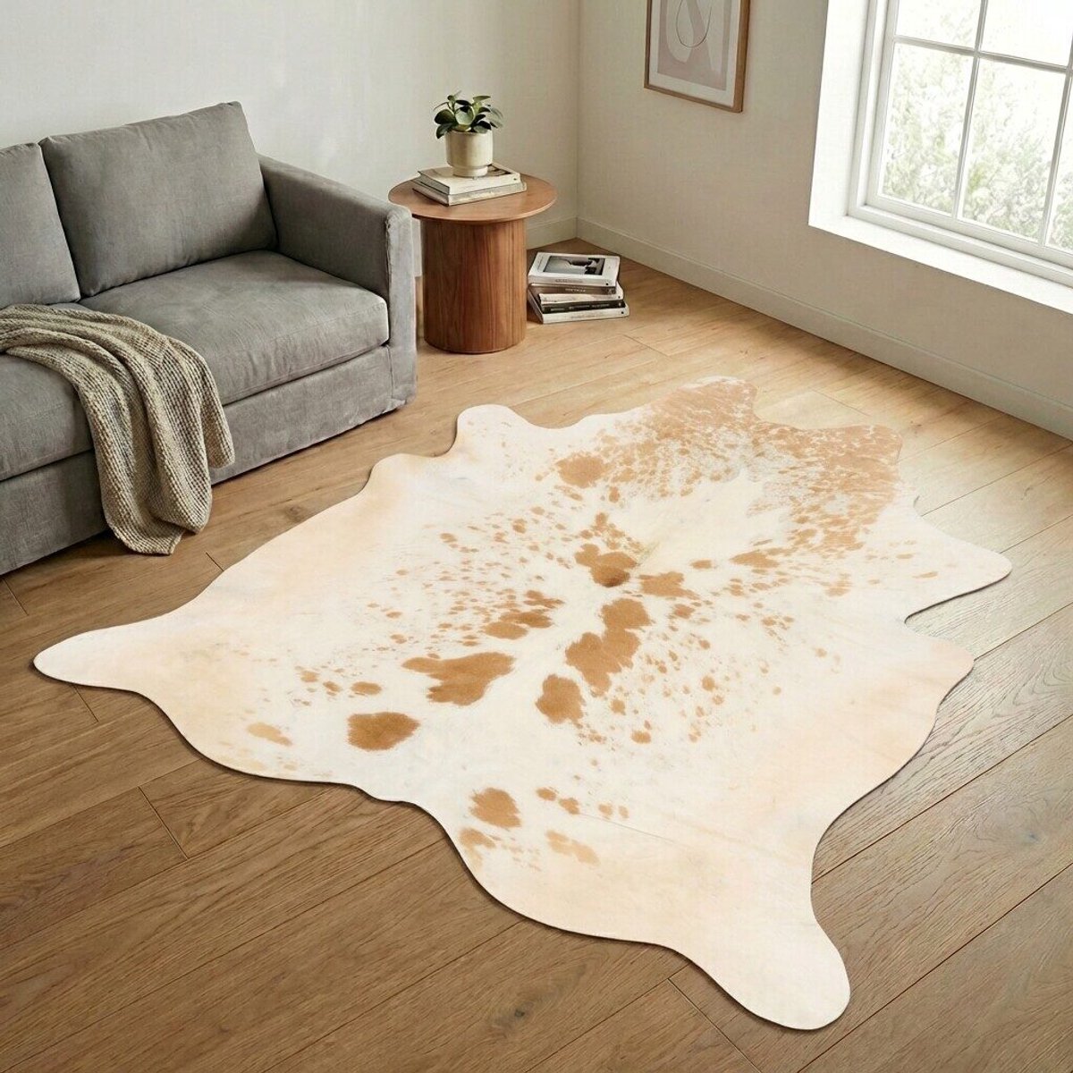Koeienhuid Vloerkleed XXL (Extra Groot) - Bruin-wit - 236 x 225 cm - Koeienkleed / Koeienvel / Dierenvel / Dierenhuid / Koehuid Tapijt