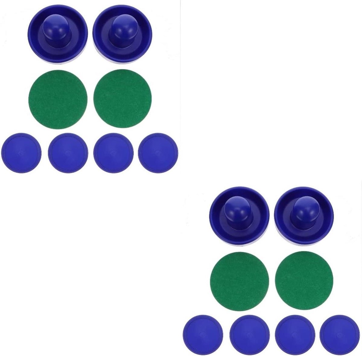 Airhockey Onderdelen - Pucks en Pushers - Spelplezier Thuis - Ergonomisch Ontwerp - Set van 6 - Blauw