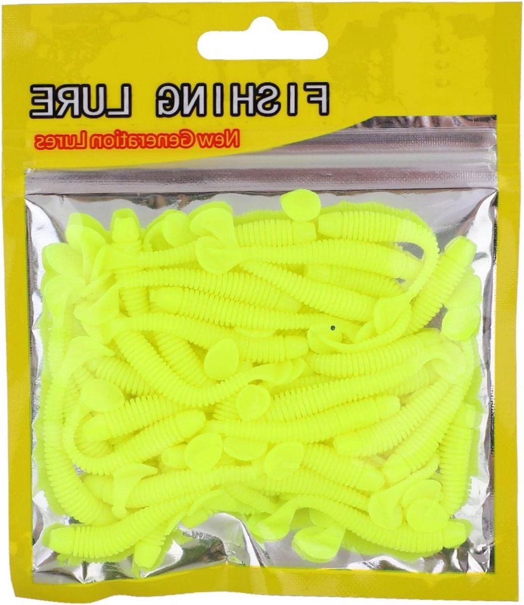 Zachte Vis Lures - Kunstaas Worms - Vissen Vangen - T-Staart Ontwerp - 50 stuks - geel