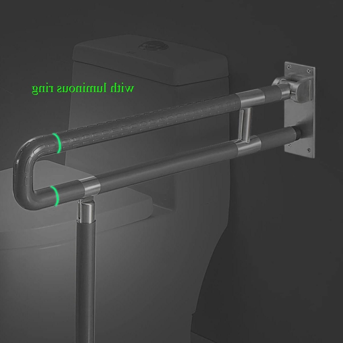 Opvouwbare Toiletbeugel - Wandbeugel Badkamer - Zelfstandig Gebruik - Antislip Deeltjes - 60 cm - Grijs