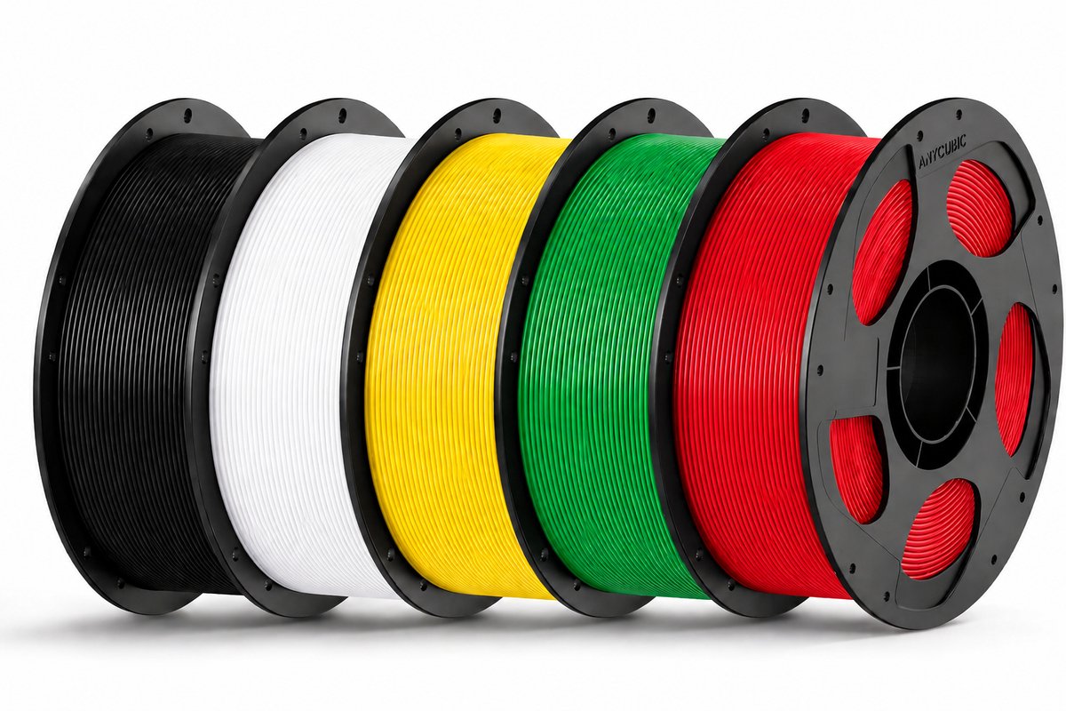 PETG Filament 5KG Bundel 1.75mm – Zwart, Wit, Geel, Groen & Rood – Hoge Sterkte – 3D Printer Filament – Snelle Levering, Morgen in Huis
