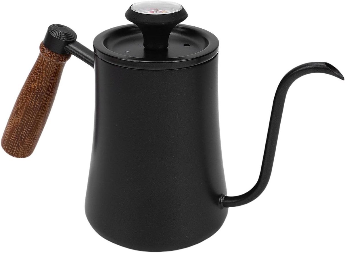 Elektrische Ketel - Schenkkan Waterkoker - Koffie Thee Zetten - Met Ingebouwde Thermometer - 1 Liter Capaciteit - Zwart