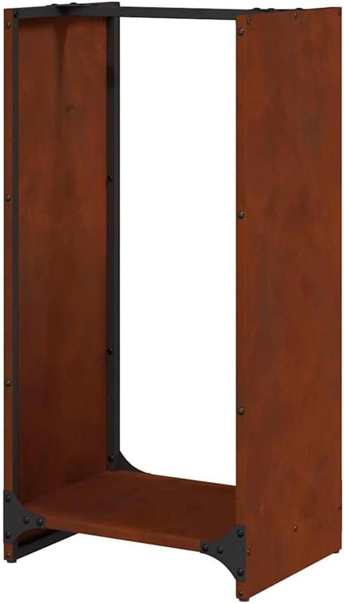Brandhoutrek - Houtopslag - Haardhout Opslag - Weervast Staal - 40x30x80 cm - Roestbruin