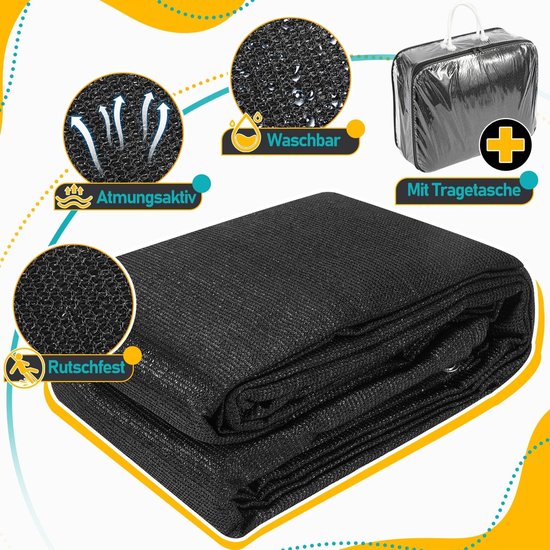 Voortent tapijt campingtapijt Voortenttapijt Zwart Tenttapijt campingdoek Tenttapijt - HDPE Tapijt - 200x200CM — afbeelding 2