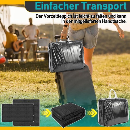 Voortent tapijt campingtapijt Voortenttapijt Zwart Tenttapijt campingdoek Tenttapijt - HDPE Tapijt - 200x200CM — afbeelding 4