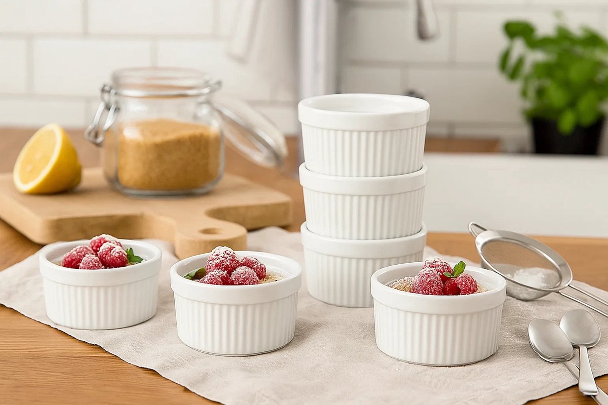 Cookinglife Ramekin Set - Soufflébakje & Crème Brûlée Schaaltjes - Porselein - Wit - Vaatwasserbestendig - Ø 9 cm, 6 Stuks — cadeau in Cadeau-ideeën - foto 2