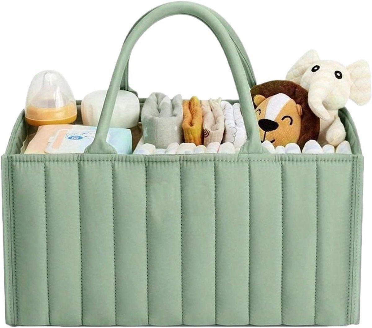 Luier Caddy Organizer - Opvouwbare Opslag - Baby Spullen Houden - Waterdichte Stevige Constructie - 36x14x36 cm - Lichtgroen
