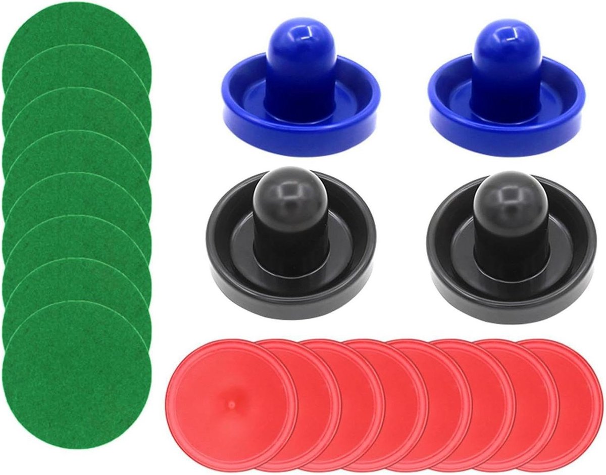 Airhockey Paddles - Pucks Set - Indoor Familie Spel - Milieuvriendelijk Materiaal - Standaard Formaat - Blauw Zwart
