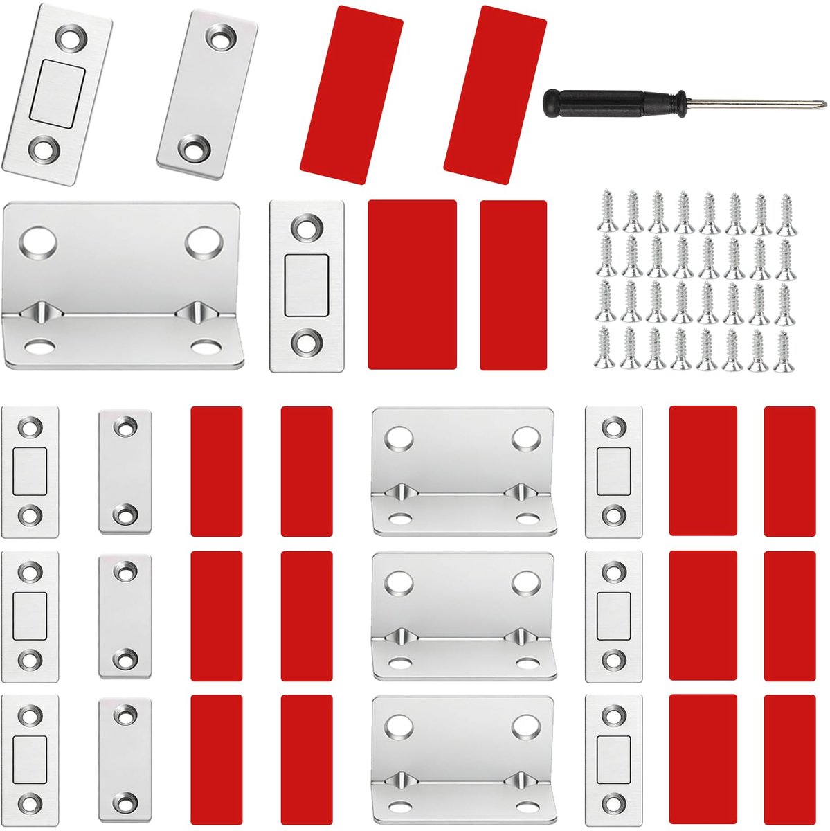 8 stuks magneetsnappers, magnetische kast, deurmagneten voor kastdeuren, ultradunne deurmagneet, zelfklevend, sterk, L-vormige/plat, voor meubels, kastdeuren, laden, schuifdeuren