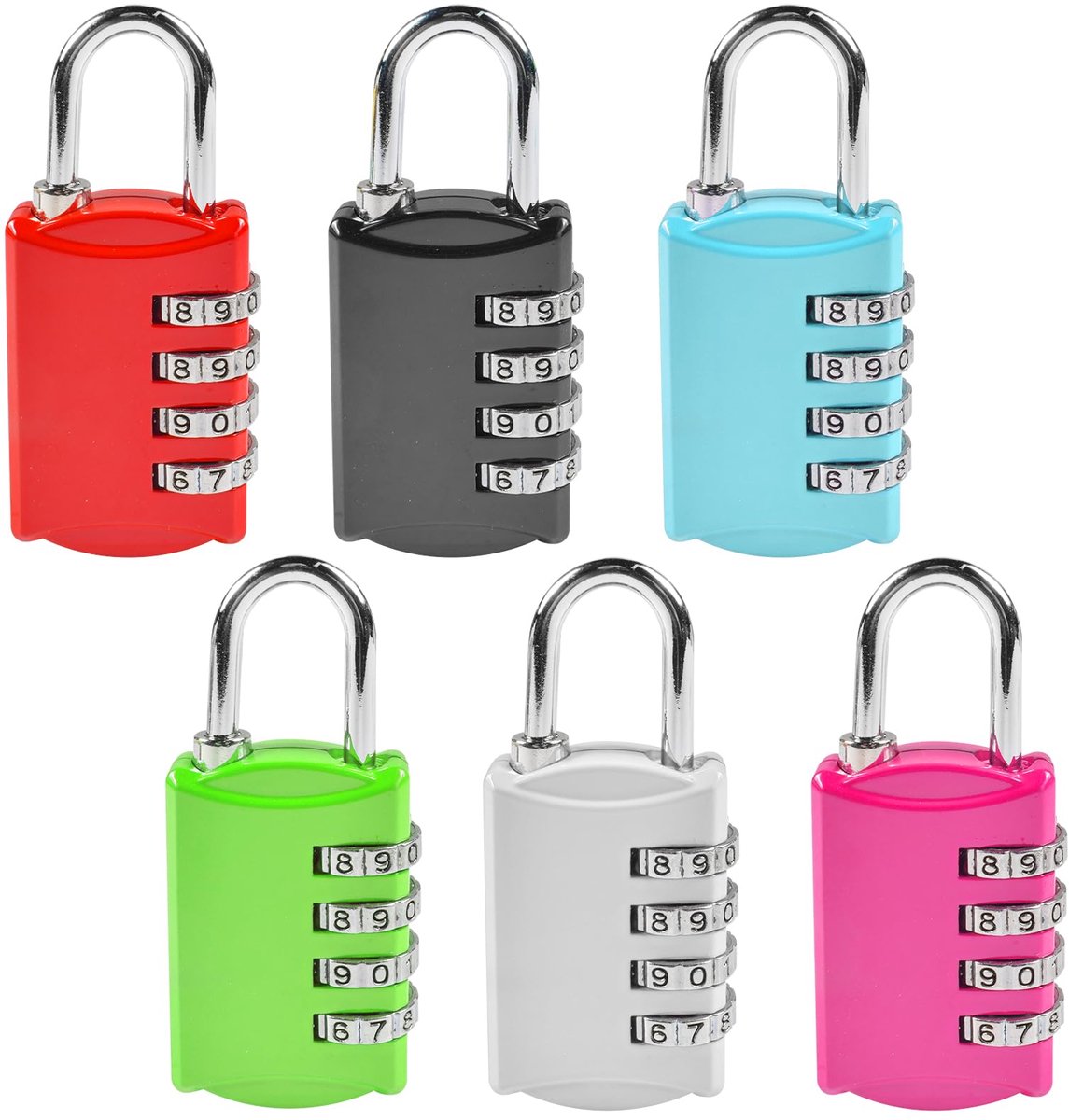 6 stuks hangsloten, cijferslot, 4-cijferig hangslot met cijfercode, slot met cijfercode van metaal, weerbestendig, cijferslot, klein hangslot, voor kluisjes, poort, omheining, 6 x 3 x 1,5 cm