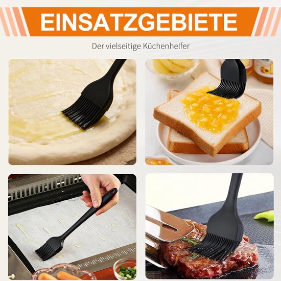 Keukenborstels - 4 BPA-vrije siliconen bakborstels voor het aanbrengen van olie, sauzen en marinades, geschikt voor bakken, grillen, patisserie en dagelijks koken, in 2 maten — afbeelding 4
