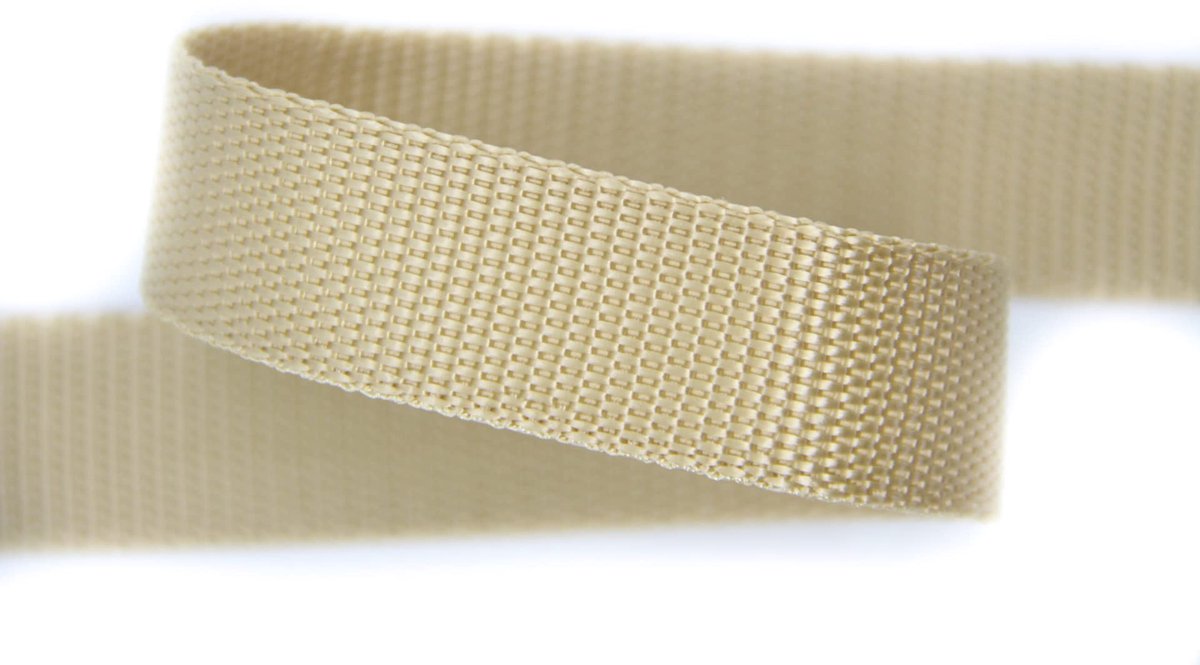 25mm | 5m riem | 100% polypropyleen | donkerbeige