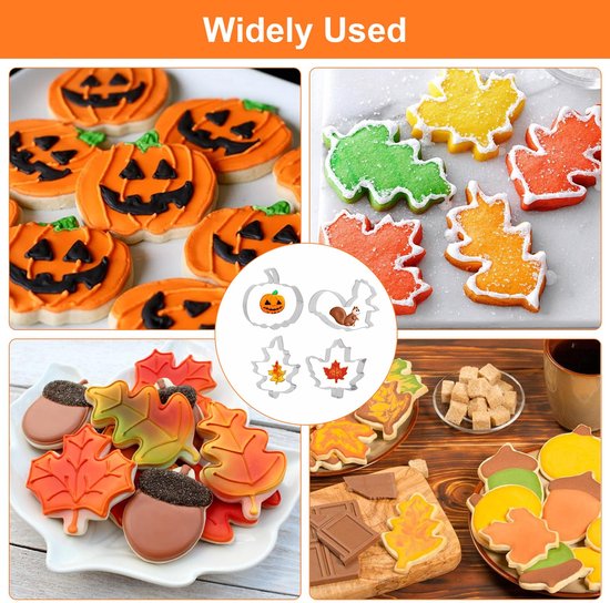 10 stuks uitsteekvormen herfstset, oogstfeest, koekjessnijders, pompoen, herfst, doe-het-zelf koekjessnijders, roestvrij stalen uitstekers voor esdoornblad, eekhoorntjes, koekjes bakken — afbeelding 5
