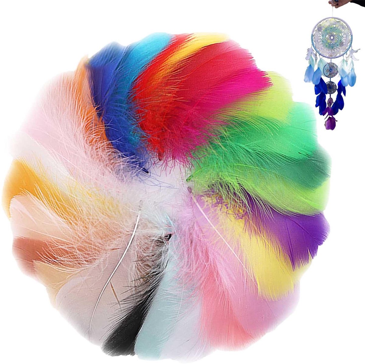 300 stuks kleurrijke veren set natuurlijke veren DIY accessoires 7-12cm gevarieerde kleuren voor knutselen decoratie veren decoratie, engelenvleugels om te knutselen, veer voor Kerstmis