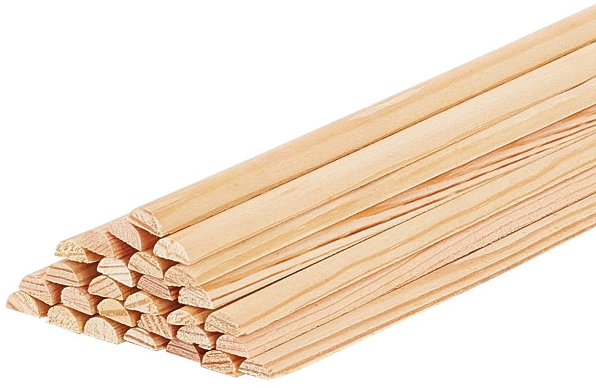 30 Stuks Houten Stokken 20 cm x 7 mm - Onafgewerkte Stroken 3 mm Dik - Ronde Pluggen Strips Deuvelstaaf Natuurlijk Hout - Modelaccessoires
