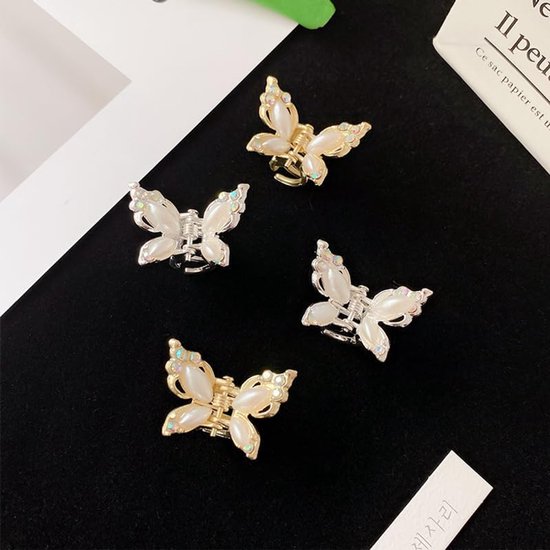 Haarklauwclips, klein, 2 stuks mini-haarklauwen voor feest, bruiloft, dagelijks, gouden haaraccessoires voor vrouwen, dames, meisjes, bloemen, meisjes, bruidsmeisjes — afbeelding 4