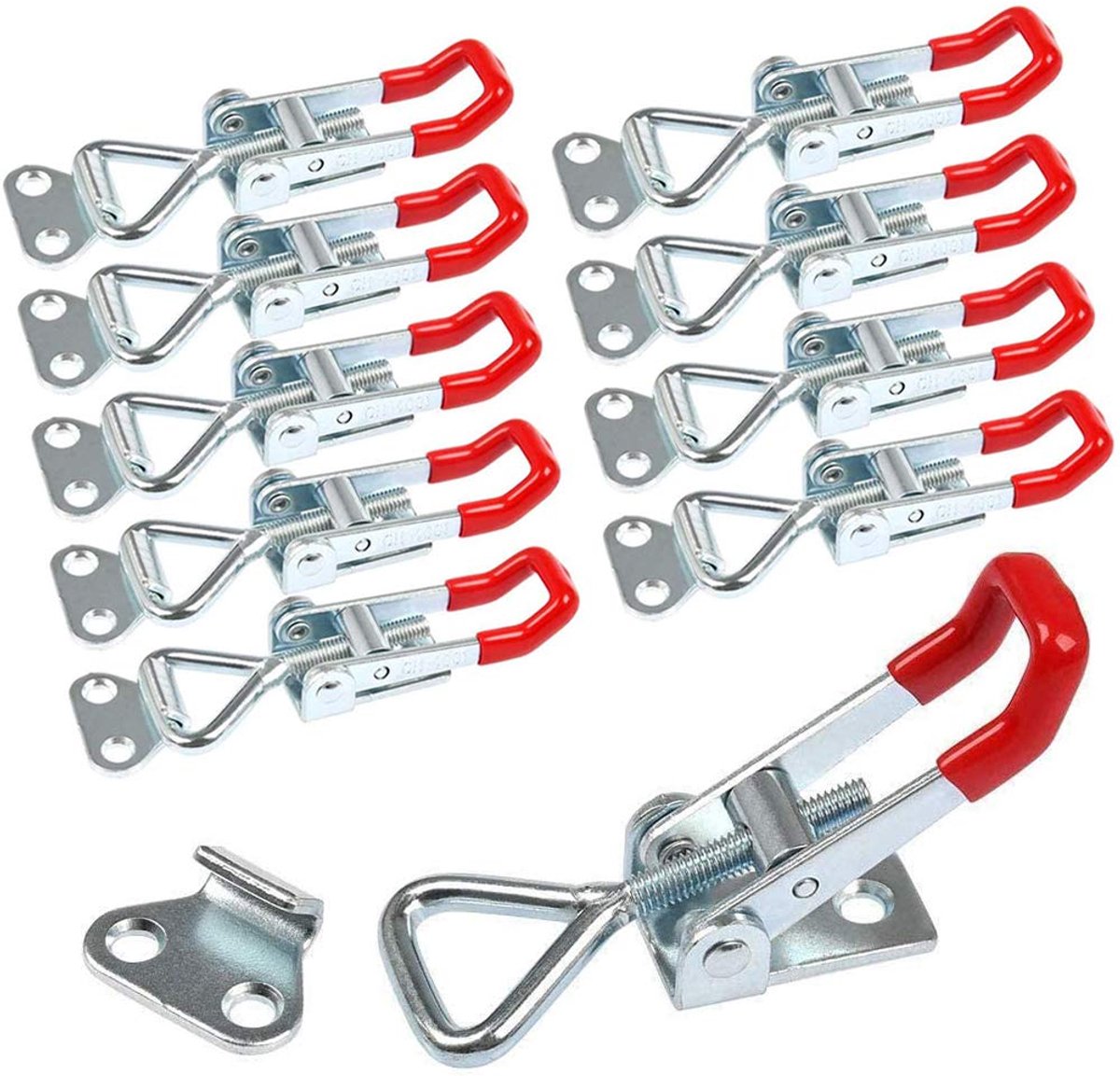 Hendelatch, 10 stuks spansluitingen, hendelsluiting, houdcapaciteit, deurgrendel, hoekbevestiging, kleine kniehendelspanner, latch, knop, toggle, latch, 100 kg, rood