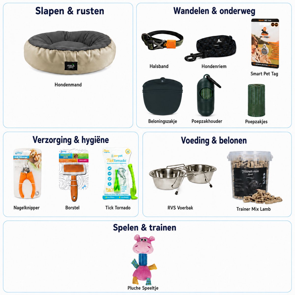 Puppy Pakket Hond Basic 12-delig – Puppypakket Starterset met Mandje, Riem, Halsband en Verzorging thumbnail 4