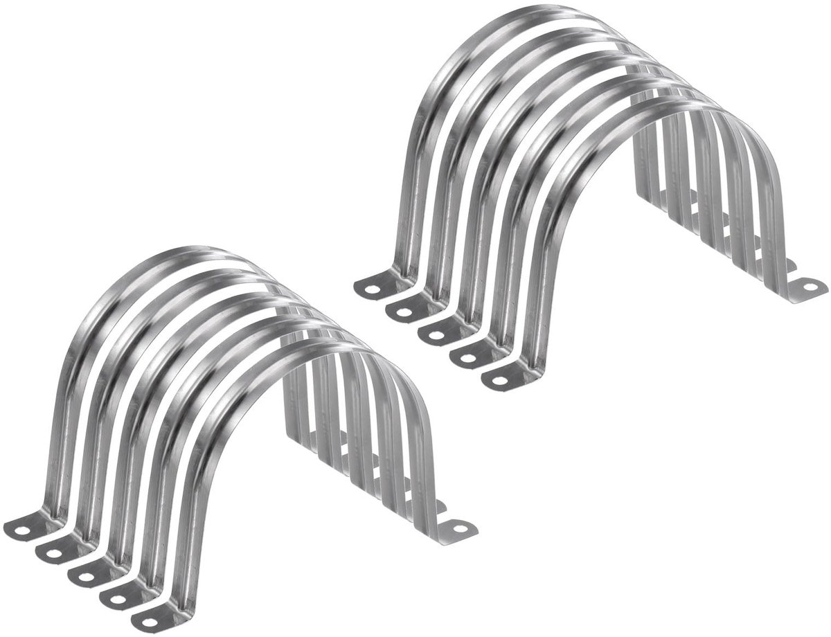 10 stuks 110 mm kabelhouder, M110, U-buisklem, roestvrij staal, rigide pijpband, U-vormige houder met twee gaten, voor buisslang, draadkabelbevestiging
