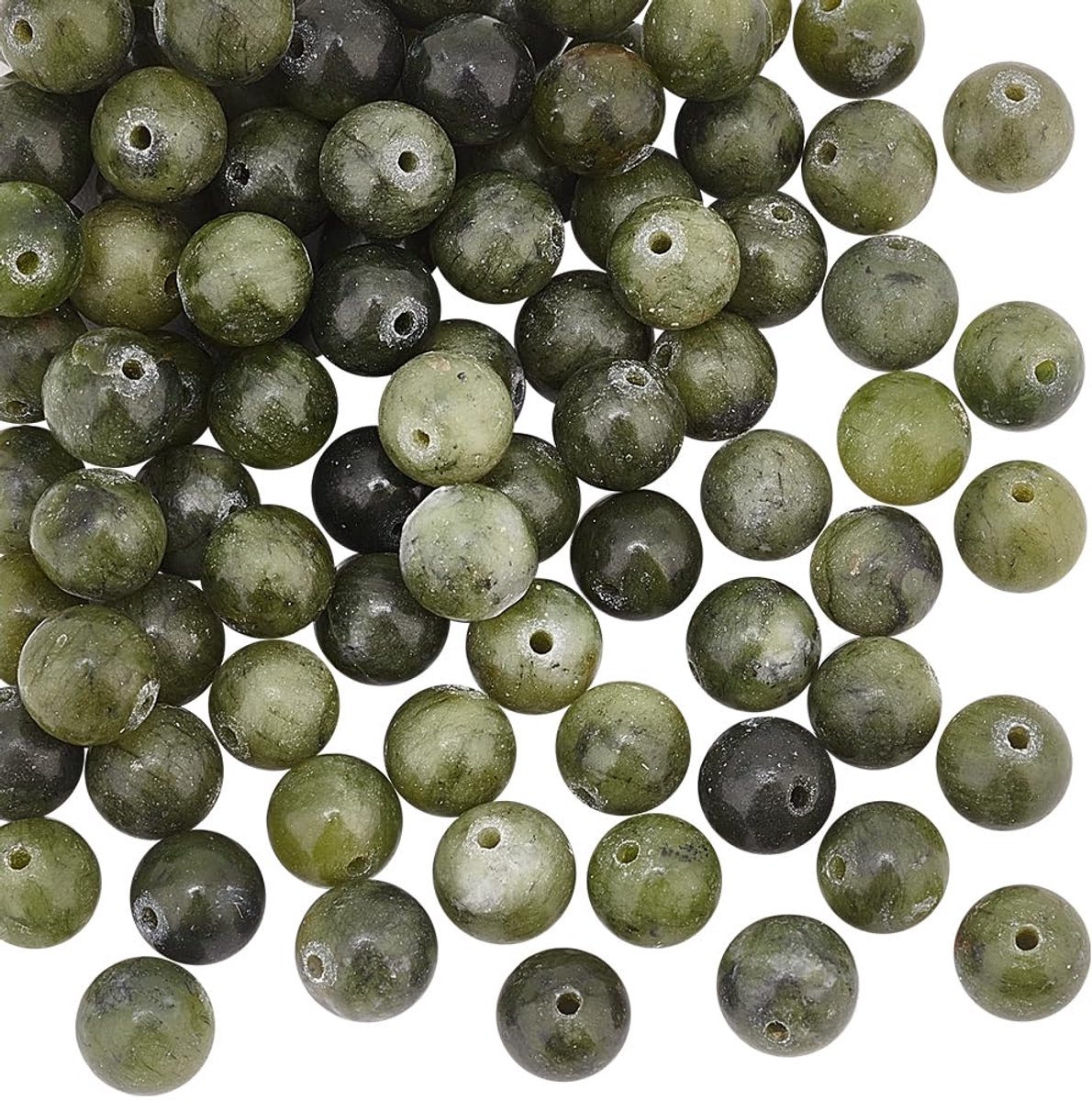 96 Stuks 8mm Natuurlijke Groene Jade Natuurlijke Edelsteen Energie Steen Ronde Losse Spacer Kralen Met 1,1 Mm Gat Voor Doe-het-zelf Armband