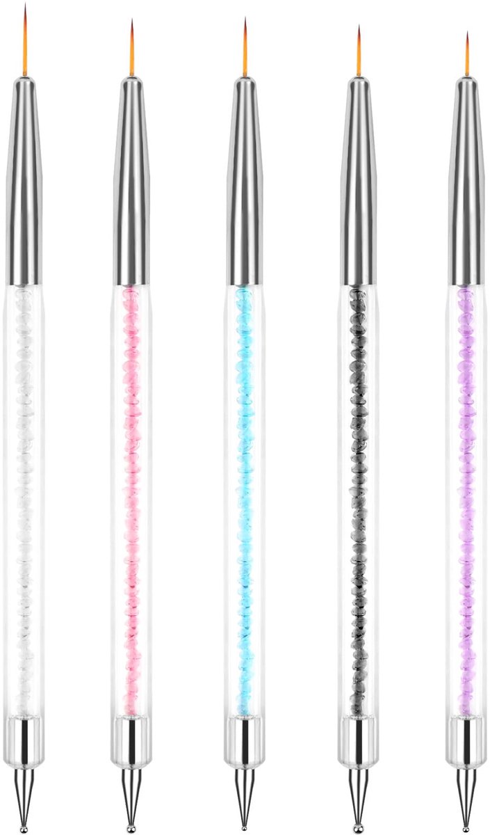Einde Nail Art Borstels, 5 STKS Nail Design Borstels, Puntboor Tekening Schilderen Gereedschap Set, Dotting Pen Tools, Boor Tekening Liner Nagels Borstel Pen voor DIY Nail Art Designs (5