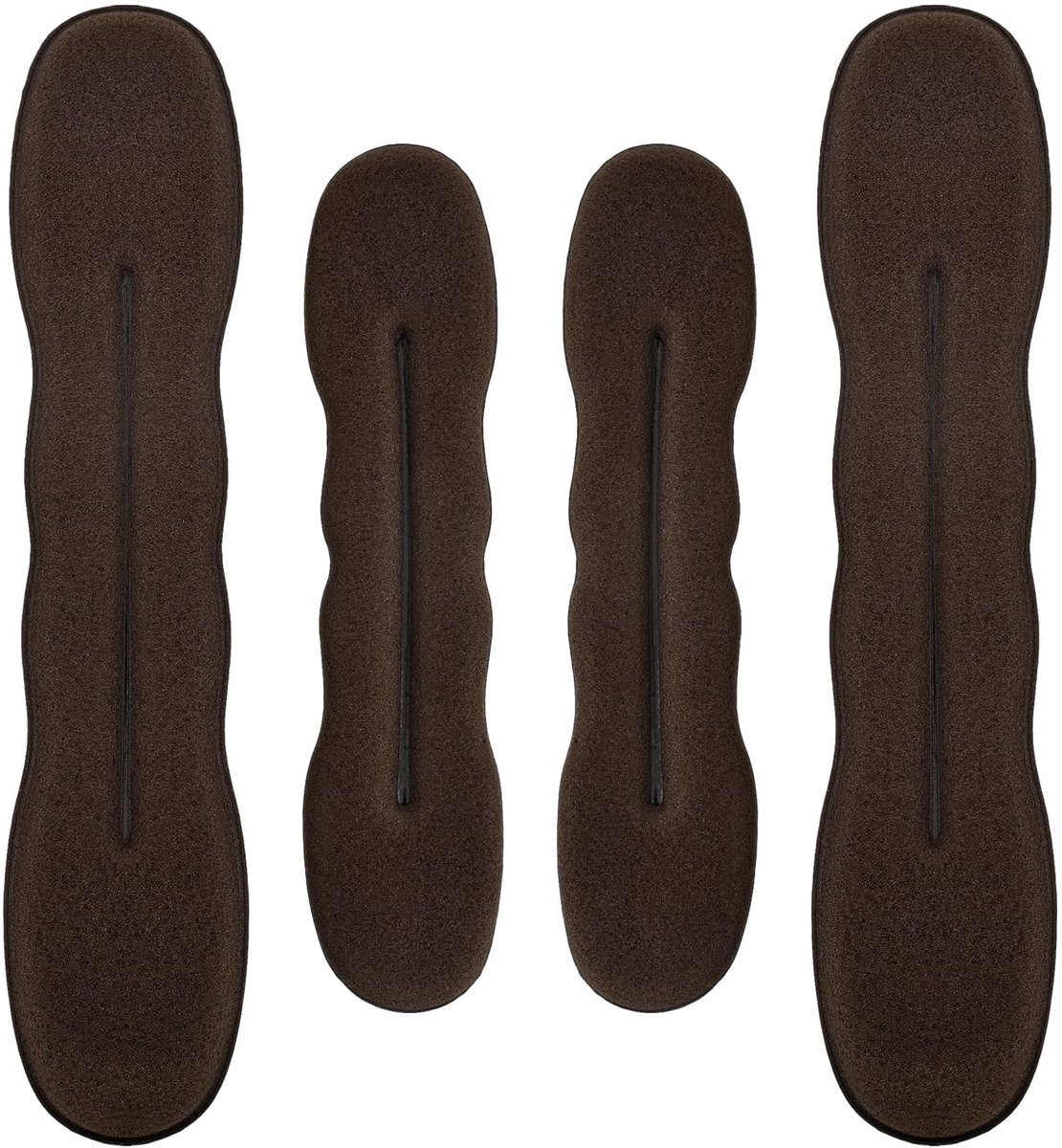 4 stuks haarknotmakers, bruine spons haarknot schuimtwister voor vrouwen en meisjes (2 grote en 2 kleine)