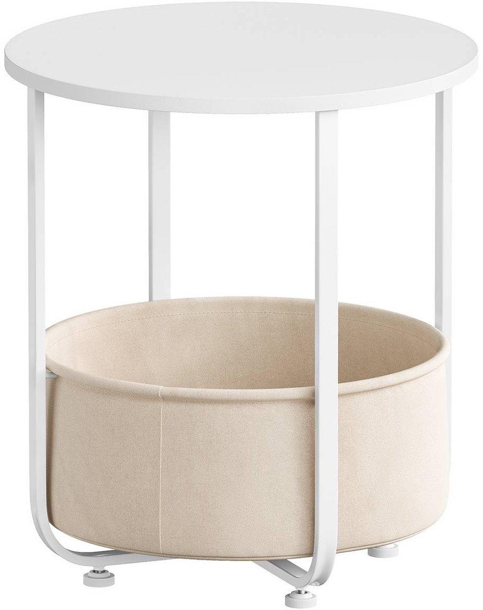 SureDeal® - Ronde - Salontafel - Kleine bijzettafel - Afneembare stoffen mand - Metalen - 45x50x19,5 cm - Grijs