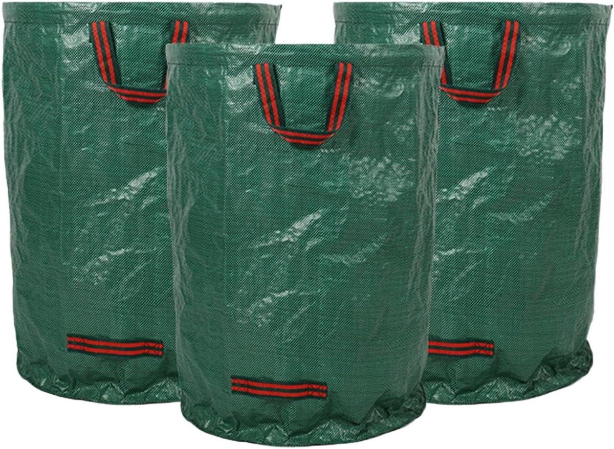 Tuinzakken 3 Stuks - Afvalzakken Tuin - Afval Verzamelen - Verstevigde Handvatten - 72 Gallon - Groen