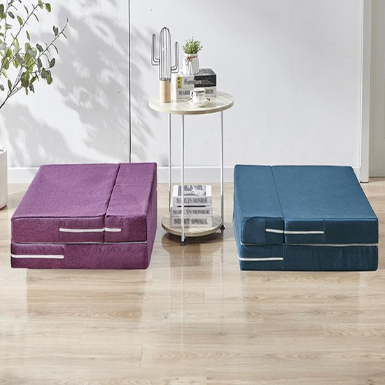 Opvouwbare Matras - Gastenbed Vloermatras - Ruimte Besparen - Wasbare Hoes - 200 x 80 cm - Paars — afbeelding 3