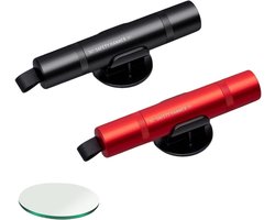 2-in-1 noodontsnappingsgereedschap - Set van 2 - Veerbelaste veiligheidshamer en gordelsnijder - Autoruitbreker - Met sleutelhanger en houder - Draagbaar overlevingsgereedschap voor auto's en vrachtwagens (zwart en rood)
