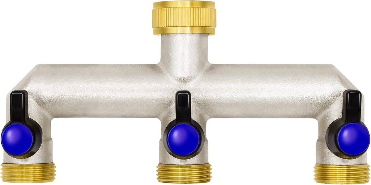 3-Wege Wasserverteiler 16614, 1 inch, messing, 3 kogelkranen